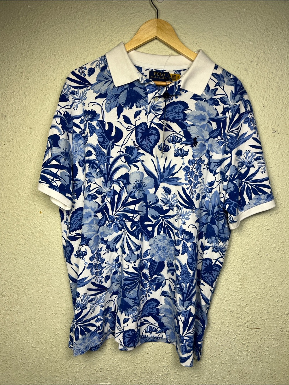 $138 Polo Ralph Lauren Men's Floral-Print Mesh Classic Fit Polo Shirt